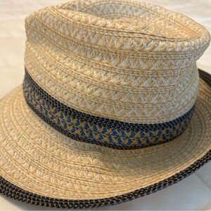 Eric Javits Tan and Blue Woven Hat